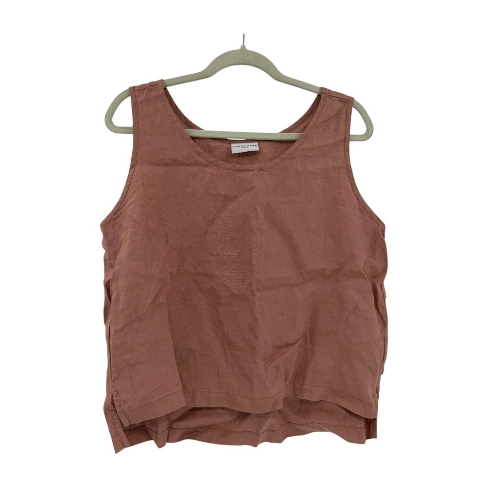 Parachute Linen Tank Top Clay Terracotta Sleeveless Scoop Neck Boxy Large